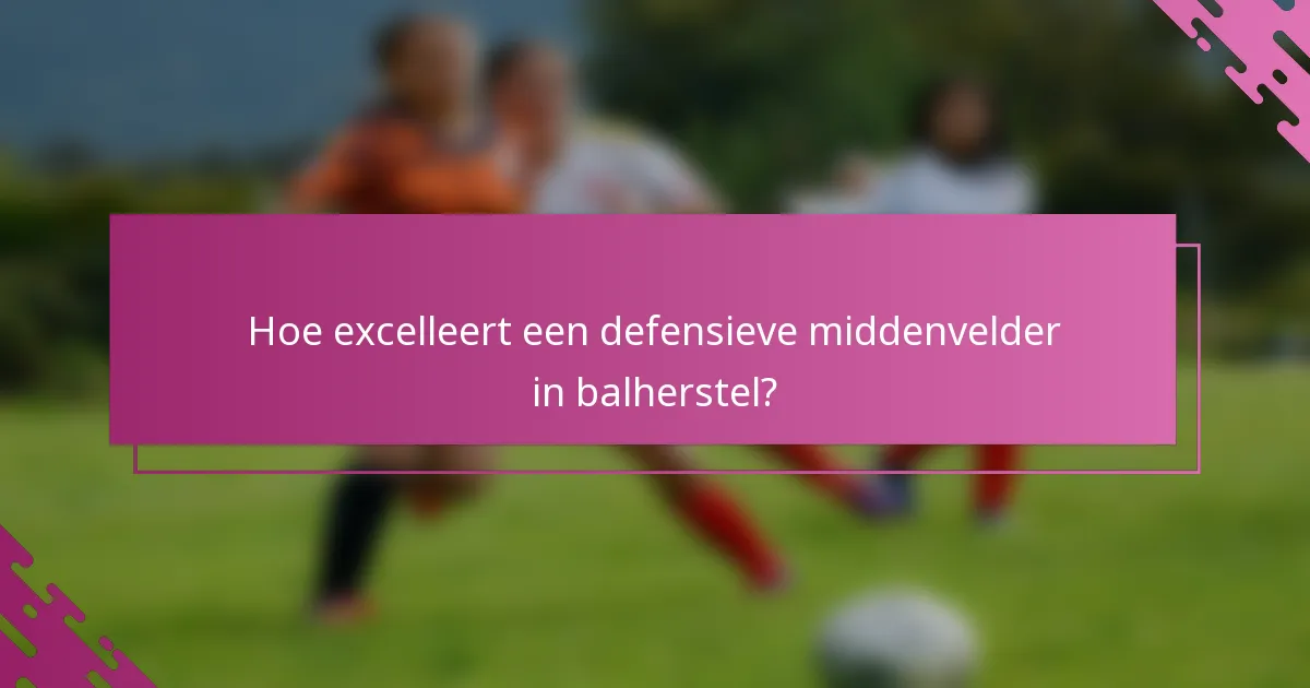 Hoe excelleert een defensieve middenvelder in balherstel?