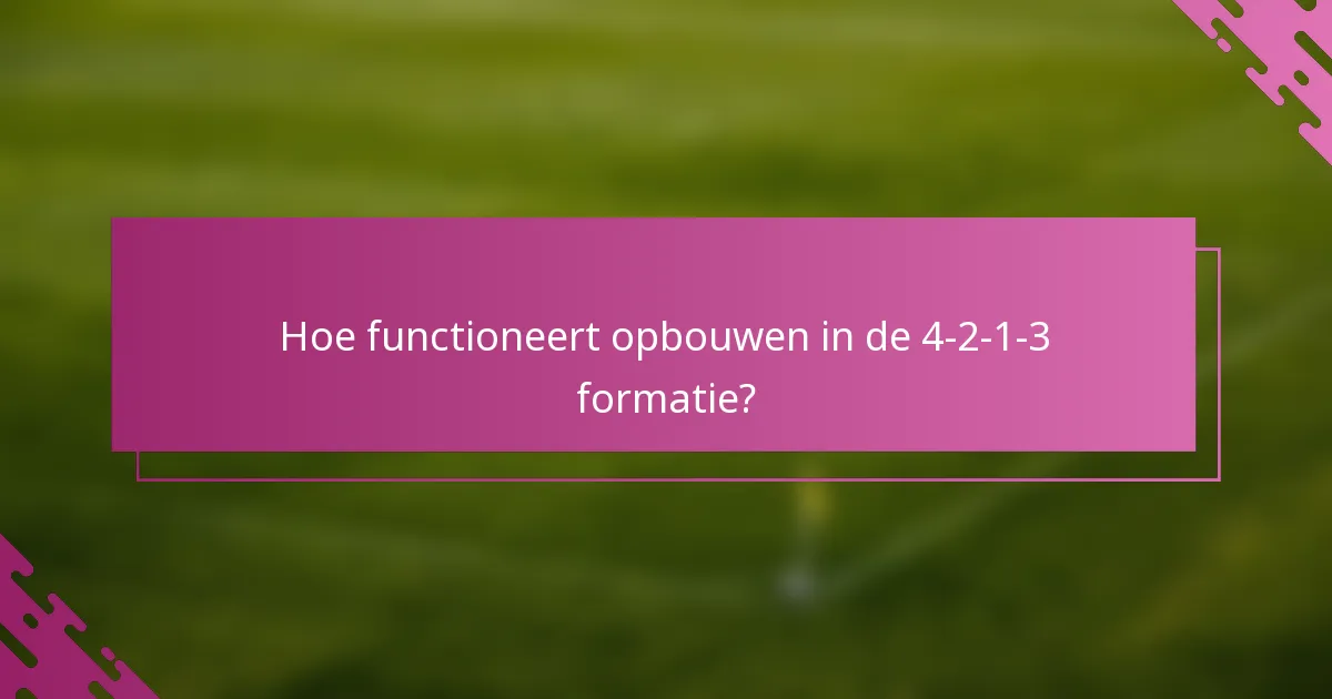 Hoe functioneert opbouwen in de 4-2-1-3 formatie?