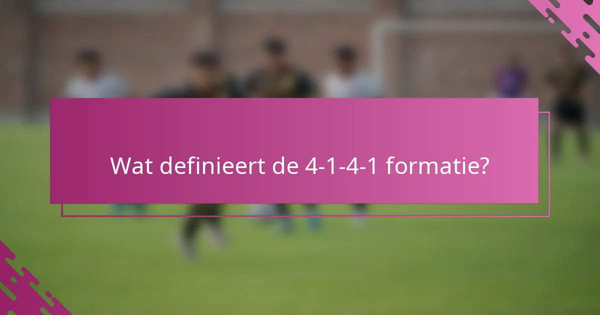 Wat definieert de 4-1-4-1 formatie?