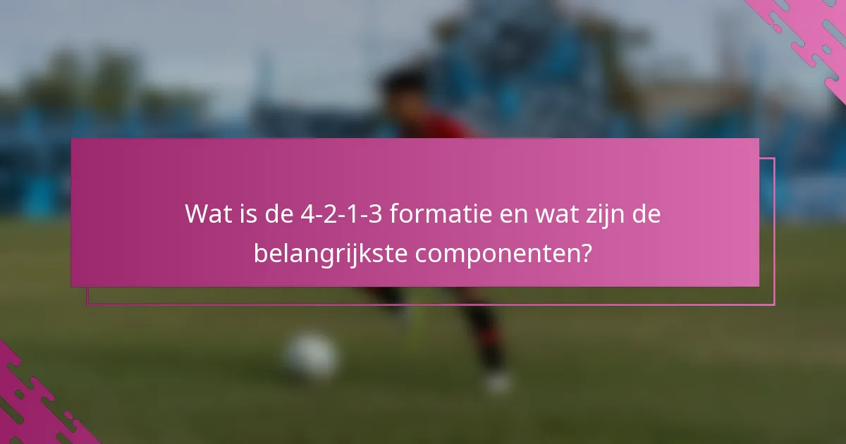 Wat is de 4-2-1-3 formatie en wat zijn de belangrijkste componenten?