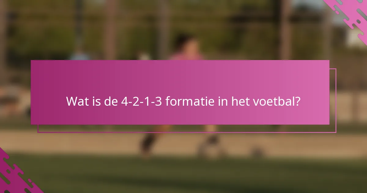 Wat is de 4-2-1-3 formatie in het voetbal?