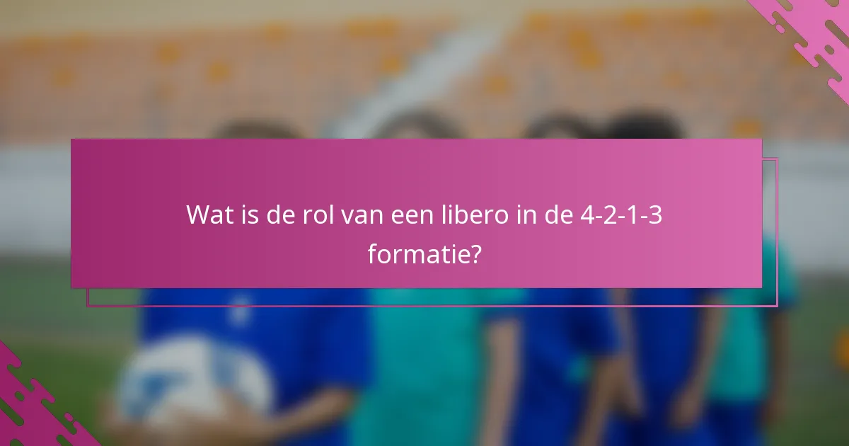 Wat is de rol van een libero in de 4-2-1-3 formatie?
