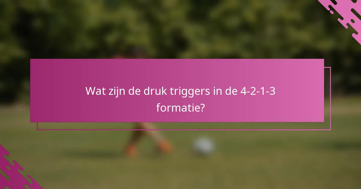 Wat zijn de druk triggers in de 4-2-1-3 formatie?