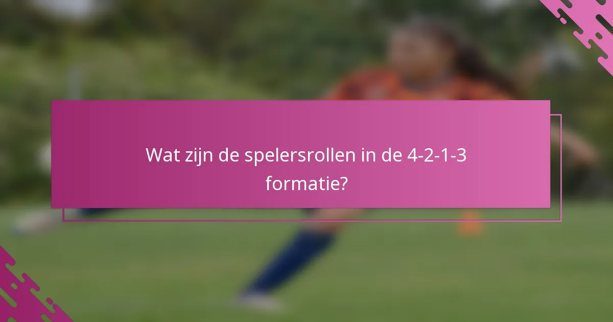 Wat zijn de spelersrollen in de 4-2-1-3 formatie?