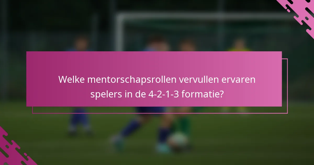 Welke mentorschapsrollen vervullen ervaren spelers in de 4-2-1-3 formatie?