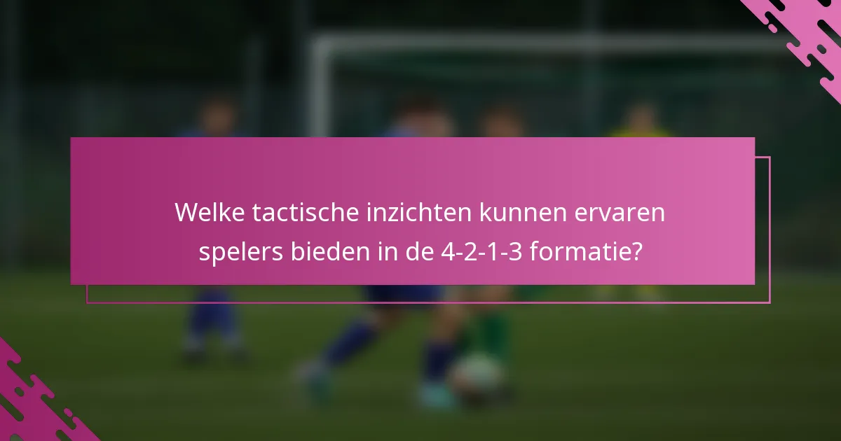 Welke tactische inzichten kunnen ervaren spelers bieden in de 4-2-1-3 formatie?